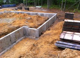 Foundation wall shortly after forms stripped